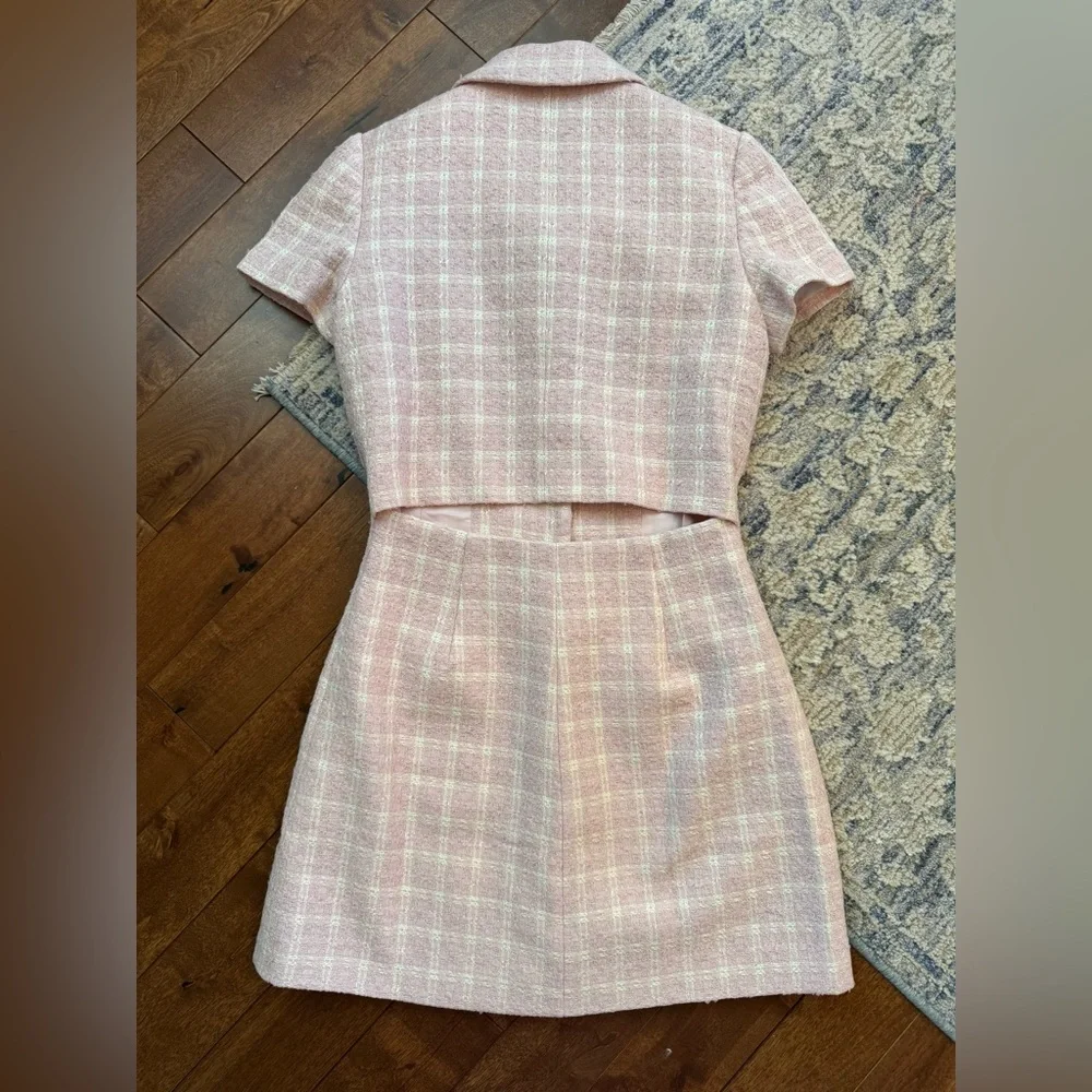 Self-Portrait Pink Boucle Tweed Mini Dress NWT Size 4 – Feminine Luxury - Picture 4 of 5